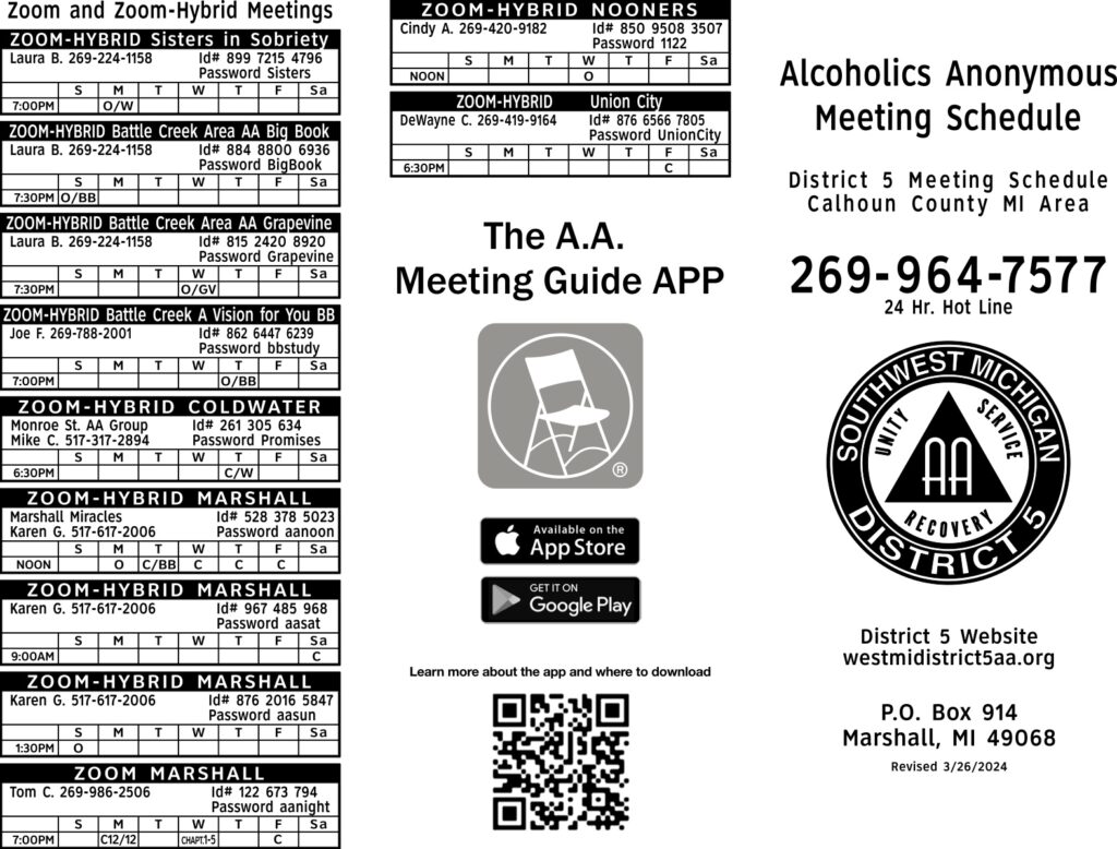 District 5 Meeting Schedule 2024 – West Michigan District 5 Alcoholics ...